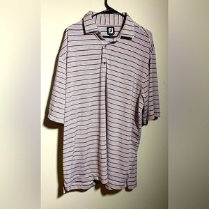 FootJoy Polo Golf Shirt Men 2XL White Red Gray Striped Stretch Polyester